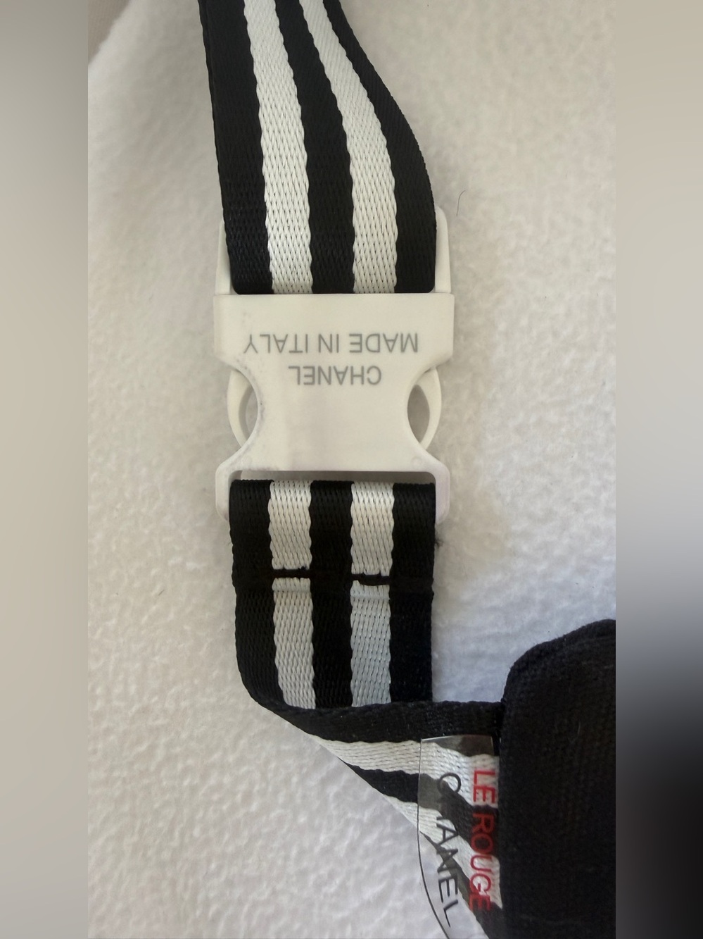 CHANEL Black and White Striped Logo Belt Pouch - Picture 11 of 12
